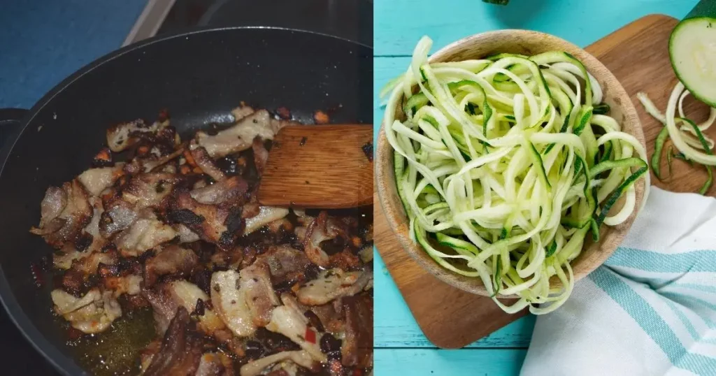 prato de abobrinha com bacon