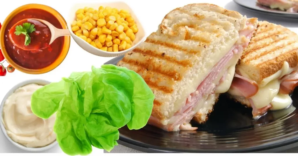 misto quente caseiro com tomate, alface, milho verde e maionese