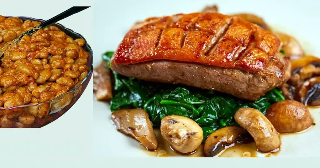 Peito de pato Grelhado com feijão branco