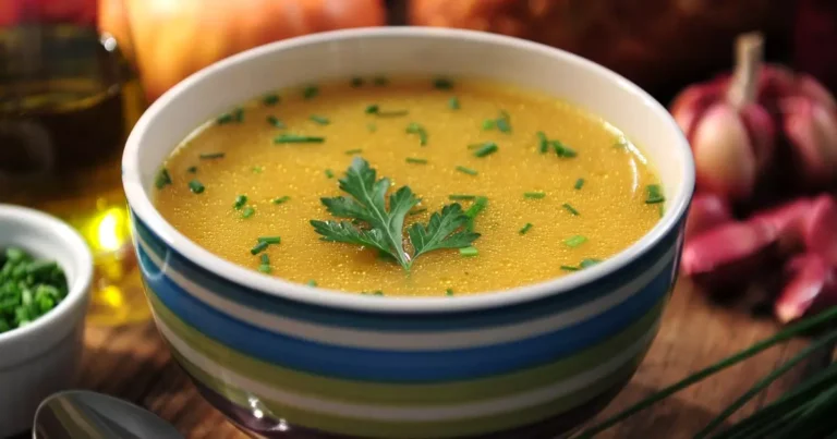 tigela de sopa de fubá bem quentinha levantando fumaça