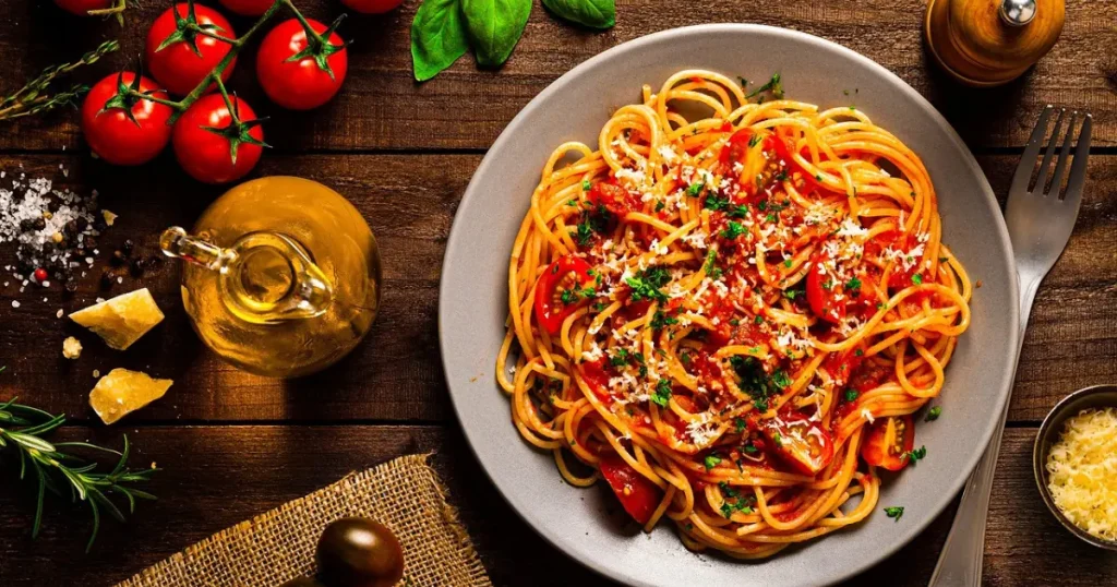 Macarrão cremoso no molho de tomate e vinho tinto seco que eu fiz
