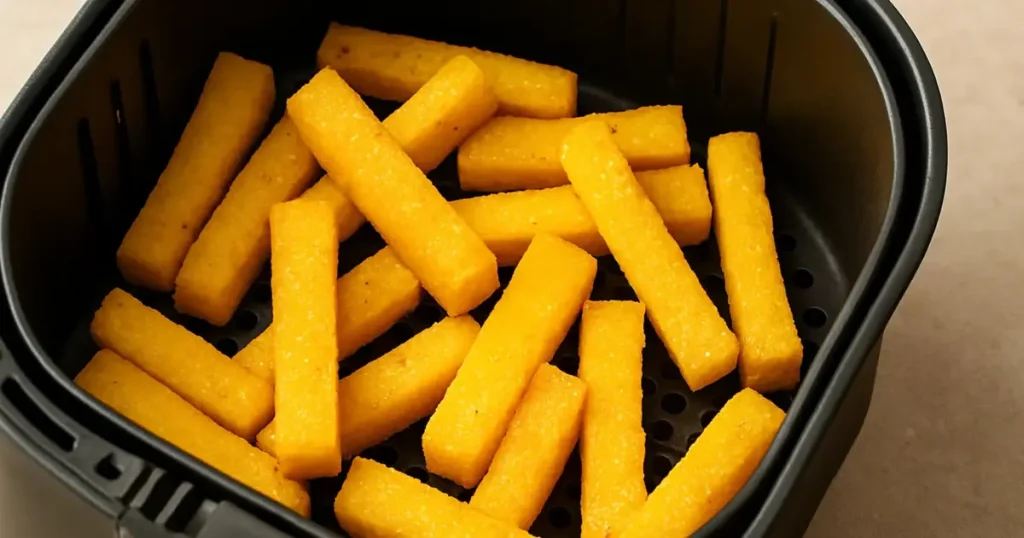 polenta sendo frita na air fryer
